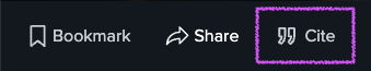 Screenshot showing the Cite button outlined for emphasis